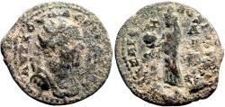 Ancient Coins - Valerian I AE26 Hexassarion. Cilicia, Anazarbus. Tyche standing left, holding agonistic crown