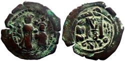 Ancient Coins - Heraclius & Heraclius Constantine AE32 Follis  Nikomedia year 4