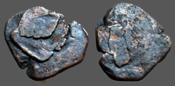 Ancient Coins - Byzantine era AE17 copper / brass hammered pieces