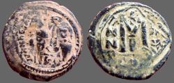 Ancient Coins - Heraclius & Heraclius Constantine AE29 Follis.  Constantinople