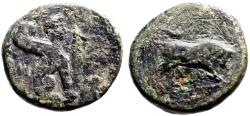 Ancient Coins - Caria, Kaunos AE13 Bull butting / Sphinx seated