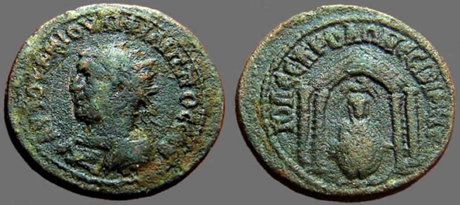 Ancient Coins - Philip I. AE24 Temple of Tyche.  Nisibis, Mesopotamia