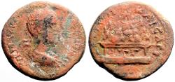 Ancient Coins - Severus Alexander AE26 Cappadocia, Caesarea. Mount Argaeus placed on inscribed table