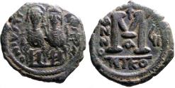 Ancient Coins - Justin II and Sophia  AE28.5 Follis. Nikomedia.  year 6
