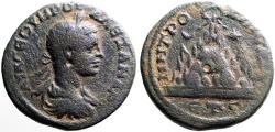 Ancient Coins - Severus Alexander AE26 Cappadocia, Caesarea. Mount Argaeus placed on inscribed table