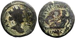 Ancient Coins - Mostene, Lydia. AE19 Tyche / River God Hermos