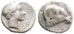 Ancient Coins - Troas, Kebren AR7 Obol. Apollo / Ram