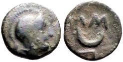 Ancient Coins - Troas, Sigeion AE10 Helmeted Athena / Crescent