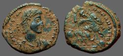Ancient Coins - Constantius II AE3 soldier spearing fallen horseman left