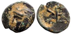 Ancient Coins - Troas, Kebren AE9.7 Satrap w. Persian headdress / KE monogram