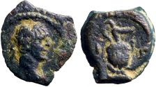 Ancient Coins - Trajan AE12 Dichalkon.  Jug.  Alexandria, Egypt