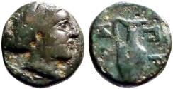 Ancient Coins - Mysia, Prokonnesos AE11 Female head / Oenochoe