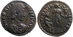 Ancient Coins - Gratian AE2 Gratian raising kneeling female. Siscia