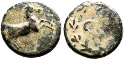 Ancient Coins - Phrygia, Philomelion AE16 Horse leaping / Crescent in wreath