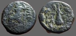 Ancient Coins - Cilicia, Tarsos. AE18  Zeus holding Nike / Club  within oak wreath 
