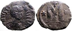 Ancient Coins - Justinian I AE30 Follis. 1 cross, 2 star. Constantinople