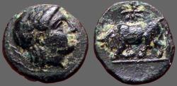 Ancient Coins - Gambrion, Mysia. AE12. Apollo / Bull butting