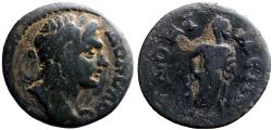 Ancient Coins - Phrygia, Docimeum. Pseudo-autonomous AE19 Dokimos / Asklepios