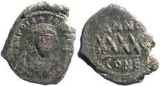 Ancient Coins - Phocas AE32 Follis.  XXXX. year 5.  Constantinople