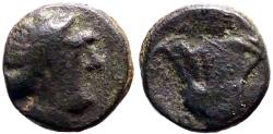 Ancient Coins - Islands off Caria, Rhodes AE10 Nymph Rhodos / Rose