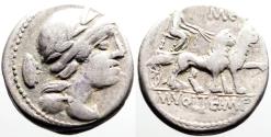 Ancient Coins - Roman Republic. M. Volteius M.f. Denarius. Cybele in biga of lions