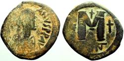 Ancient Coins - Justinian I AE29 Follis. 2 cross, 1 star. Constantinople