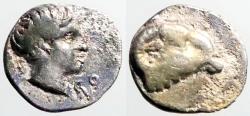 Ancient Coins - Troas, Kebren AR8 Obol. Apollo / Ram