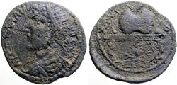 Ancient Coins - Gallienus AE30 Caria, Antioch ad Maeandrum.  Prize crown on table