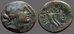 Ancient Coins - Phrygia, Laodikeia AE19 Aphrodite / parallel cornucopia bound w. fillet