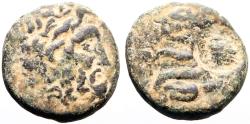 Ancient Coins - Mysia, Pergamon AE19 Asklepios / Serpent coiled on omphalos.  Owl countermark