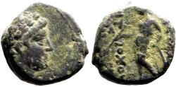 Ancient Coins - Seleukid. Antiochos III AE12 Apollo / Apollo testing arrow