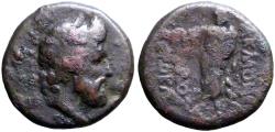 Ancient Coins - Akmoneia, Phrygia AE17 Zeus / Asklepios