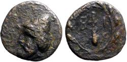 Ancient Coins - Troas, Birytis AE11 Kabeiros w. pileos / Club in wreath