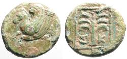 Ancient Coins - Troas, Skepsis AE15.5 Pegasos rhyton / Fir Tree in border