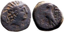 Ancient Coins - Antiochos VIII AE18 Radiate head of Antiochos right / Eagle standing left