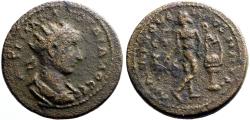 Ancient Coins - Gordian III AE22 Diassarion. Cilicia, Anazarbus. Apollo w. lyre on column