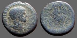 Ancient Coins - Trajan AE22 Caesarea.  Nike adv w. wreath & palm