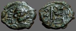 Ancient Coins - Constans II AE22 follis.  Facing bust w. globus cruciger / M.  E officiana.  Constantinople