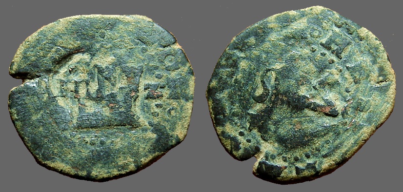 Fernando V Isabella Ae 2 Maravedis Countermarked W Philip Iii Iiii