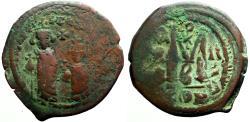 Ancient Coins - Heraclius & Heraclius Constantine AE29 Follis   Constantinople