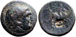 Ancient Coins - Kings of Macedon. Philip III AE20 Herakles / Rider on galloping horse