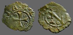 World Coins - Fernando II of Navarra billon dinero. Crowned F / Cross w. pelletes in quartiles  1513-1516AD.
