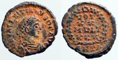 Ancient Coins - Valentinian II AE4 Vows in wreath.  VOT/XX/MVLT/XXX.  Antioch