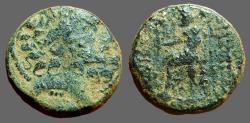 Ancient Coins - Seleicis & Pieria, Antiocheia AE18 Hd. of Zeus / Zeus enthroned, holds Nike   