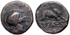 Ancient Coins - Phrygia, Kibyra AE10 helmeted Athena / Bull