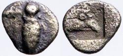 Ancient Coins - Ionia, Ephesos AR5 Tetartemorion. Bee / Eagle within incuse square