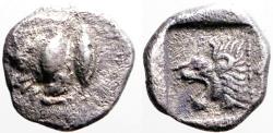 Ancient Coins - Mysia. Kyzikos AR10 Obol.  Boar / Lion