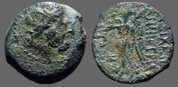 Ancient Coins - Demetrius II 2nd reign AE17 Zeus / Nike adv. w. wreath & palm