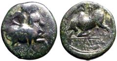 Ancient Coins - Ionia, Magnesia Ad Maeandrum AE16 Horseman w. spear / Bull butting left