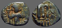 Ancient Coins - Constans II AE21 Follis. Emperor stg w. globus cruciger and sceptre